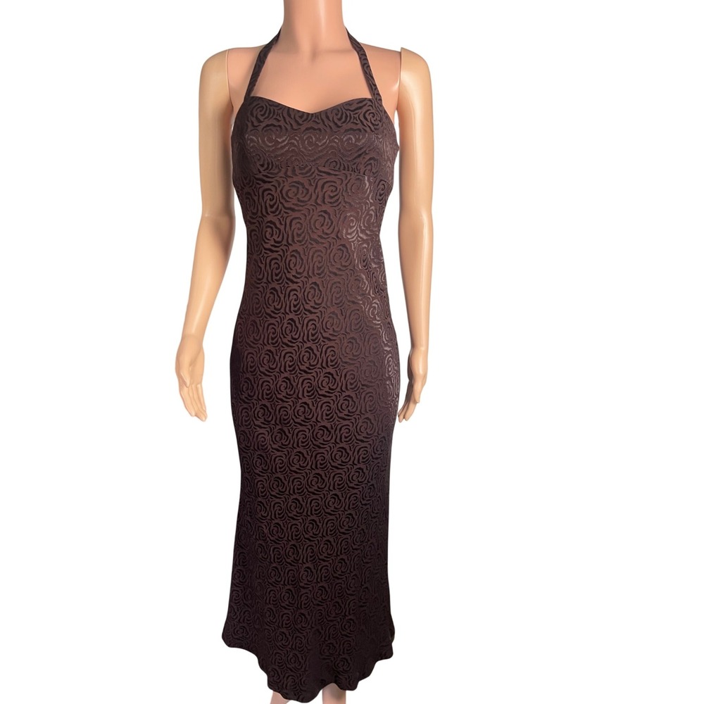 Andrea Polizzi Rex Lester Vintage Brown Halter Slip Dress Sz 6 Made in‎ USA